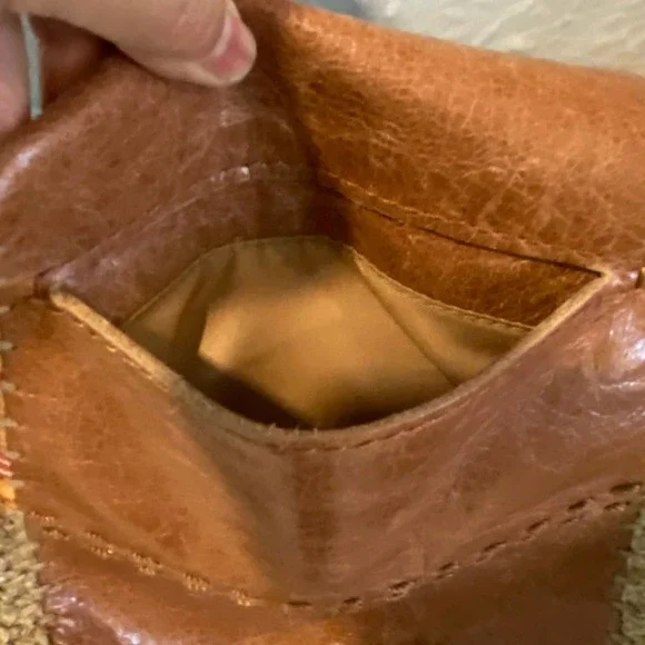 The Sak Leather Crossbody Hobo Style Brown & Coral Summer Purse Bag - Picture 11 of 15